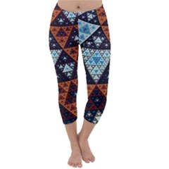 Fractal Triangle Geometric Abstract Pattern Capri Winter Leggings 