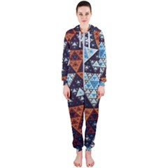 Fractal Triangle Geometric Abstract Pattern Hooded Jumpsuit (ladies) by Cemarart