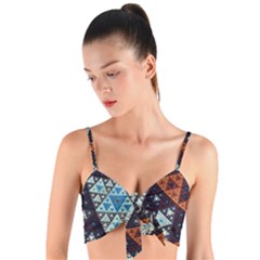 Fractal Triangle Geometric Abstract Pattern Woven Tie Front Bralet by Cemarart