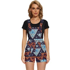 Fractal Triangle Geometric Abstract Pattern Short Overalls by Cemarart