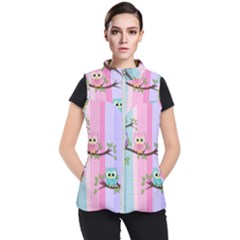 Owls Family Stripe Tree Women s Puffer Vest