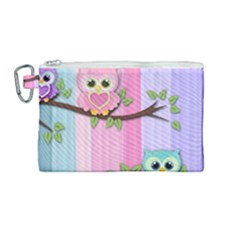 Owls Family Stripe Tree Canvas Cosmetic Bag (medium) by Bedest