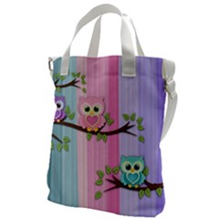 Owls Family Stripe Tree Canvas Messenger Bag by Bedest