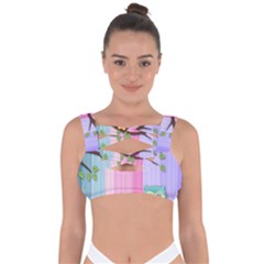 Owls Family Stripe Tree Bandaged Up Bikini Top by Bedest