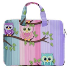 Owls Family Stripe Tree Macbook Pro 16  Double Pocket Laptop Bag  by Bedest