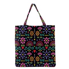 Mexican Folk Art Seamless Pattern Grocery Tote Bag by Bedest