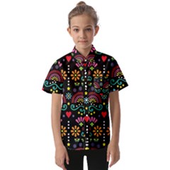 Mexican Folk Art Seamless Pattern Kids  Short Sleeve Shirt by Bedest