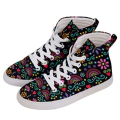 Mexican Folk Art Seamless Pattern Men s Hi-top Skate Sneakers by Bedest