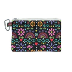 Mexican Folk Art Seamless Pattern Canvas Cosmetic Bag (medium) by Bedest