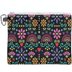 Mexican Folk Art Seamless Pattern Canvas Cosmetic Bag (xxxl) by Bedest