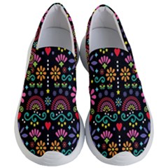 Mexican Folk Art Seamless Pattern Women s Lightweight Slip Ons by Bedest