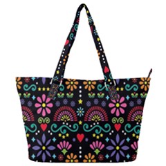 Mexican Folk Art Seamless Pattern Full Print Shoulder Bag by Bedest