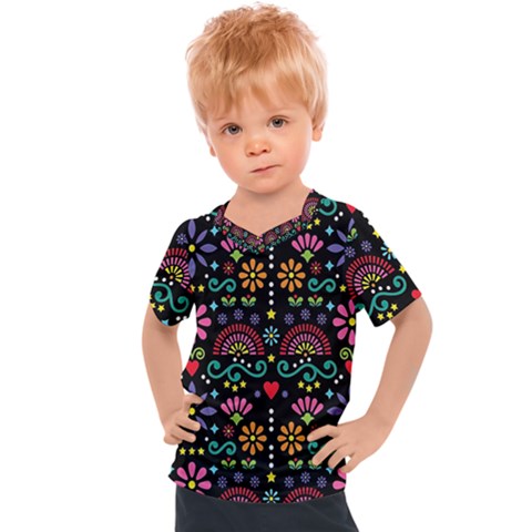 Mexican Folk Art Seamless Pattern Kids  Sports T-shirt by Bedest