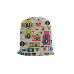 Retro Camera Pattern Graph Drawstring Pouch (medium) by Bedest