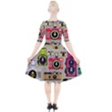 Retro Camera Pattern Graph Quarter Sleeve A-Line Dress View2