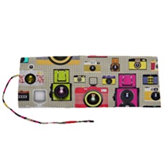 Retro Camera Pattern Graph Roll Up Canvas Pencil Holder (s) by Bedest