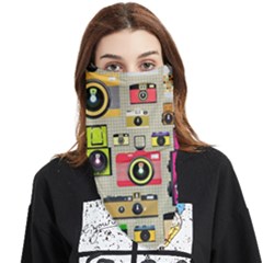 Retro Camera Pattern Graph Face Covering Bandana (triangle) by Bedest