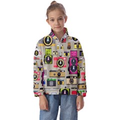 Retro Camera Pattern Graph Kids  Half Zip Hoodie