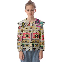 Retro Camera Pattern Graph Kids  Peter Pan Collar Blouse by Bedest