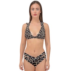 Leopard Animal Skin Patern Double Strap Halter Bikini Set by Bedest