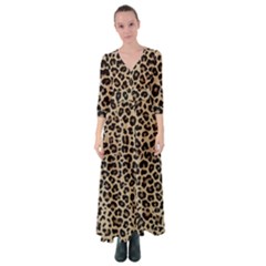 Leopard Animal Skin Patern Button Up Maxi Dress by Bedest