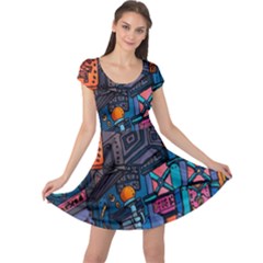 Wallet City Art Graffiti Cap Sleeve Dress by Bedest