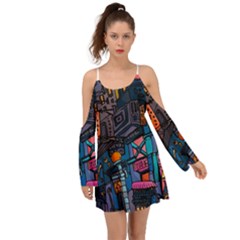 Wallet City Art Graffiti Boho Dress by Bedest