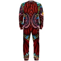 Colorful Owl Art Red Owl Onepiece Jumpsuit (men) by Bedest