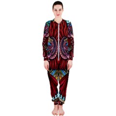 Colorful Owl Art Red Owl Onepiece Jumpsuit (ladies) by Bedest