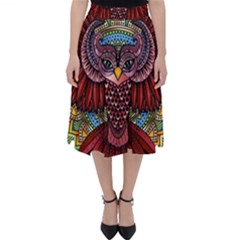 Colorful Owl Art Red Owl Classic Midi Skirt by Bedest