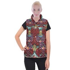 Colorful Owl Art Red Owl Women s Button Up Vest by Bedest