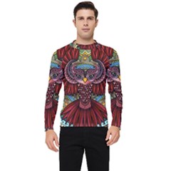 Colorful Owl Art Red Owl Men s Long Sleeve Rash Guard by Bedest