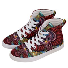 Colorful Owl Art Red Owl Men s Hi-top Skate Sneakers by Bedest