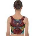 Colorful Owl Art Red Owl Velvet Crop Top View2