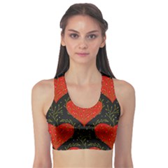 Love Hearts Pattern Style Fitness Sports Bra by Grandong