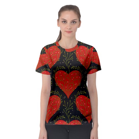 Love Hearts Pattern Style Women s Sport Mesh T-shirt by Grandong