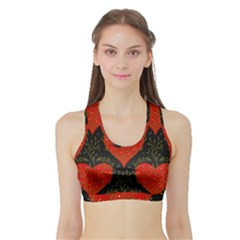 Love Hearts Pattern Style Sports Bra With Border by Grandong