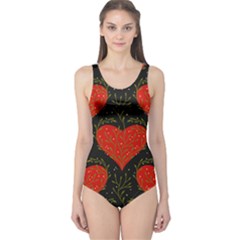 Love Hearts Pattern Style One Piece Swimsuit by Grandong