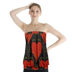 Love Hearts Pattern Style Strapless Top by Grandong