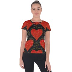 Love Hearts Pattern Style Short Sleeve Sports Top  by Grandong