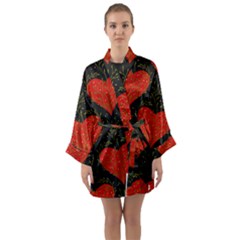 Love Hearts Pattern Style Long Sleeve Satin Kimono by Grandong