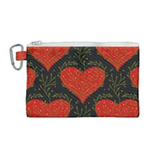 Love Hearts Pattern Style Canvas Cosmetic Bag (medium) by Grandong