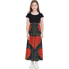 Love Hearts Pattern Style Kids  Flared Maxi Skirt by Grandong