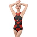 Love Hearts Pattern Style Cross Front Low Back Swimsuit View1