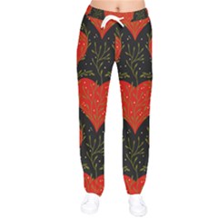 Love Hearts Pattern Style Women Velvet Drawstring Pants by Grandong