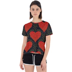 Love Hearts Pattern Style Open Back Sport T-shirt by Grandong