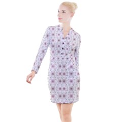 Pattern Texture Design Decorative Button Long Sleeve Dress by Grandong