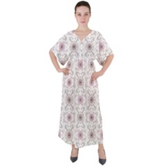 Pattern Texture Design Decorative V-neck Boho Style Maxi Dress by Grandong