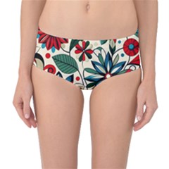 Flora Pattern Flower Mid-waist Bikini Bottoms by Grandong