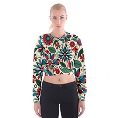 Flora Pattern Flower Cropped Sweatshirt by Grandong